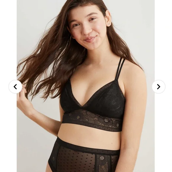 XS Aerie black POP! lace pullover bralette - Picture 10 of 11